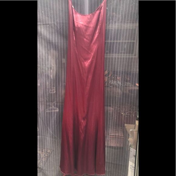 Vintage JOOMEE ALCHEMY NY cranberry satin dress CRISSCROSS BACK AND Mermaid tale - Picture 1 of 13